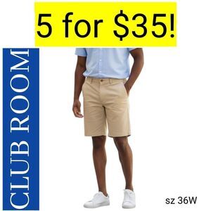 Club Room Tan Flat Front Casual Comfort Beach Vacation Cruise Bundle Sale Shorts